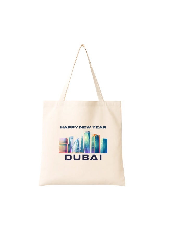 PRINTSHOP4ME New Year Cotton Bag With Dubai Design-Eco-Friendly Canvas Cotton Tote Bag With Printed For Women-Reusable Bag,Party Gift Idea And Cotton Gift Bag - Image 1